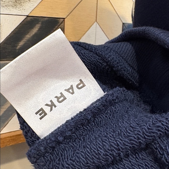 PARKE Heritage Varsity Mockneck in Denim Navy Blue + White size L/XL NEW - Picture 8 of 9